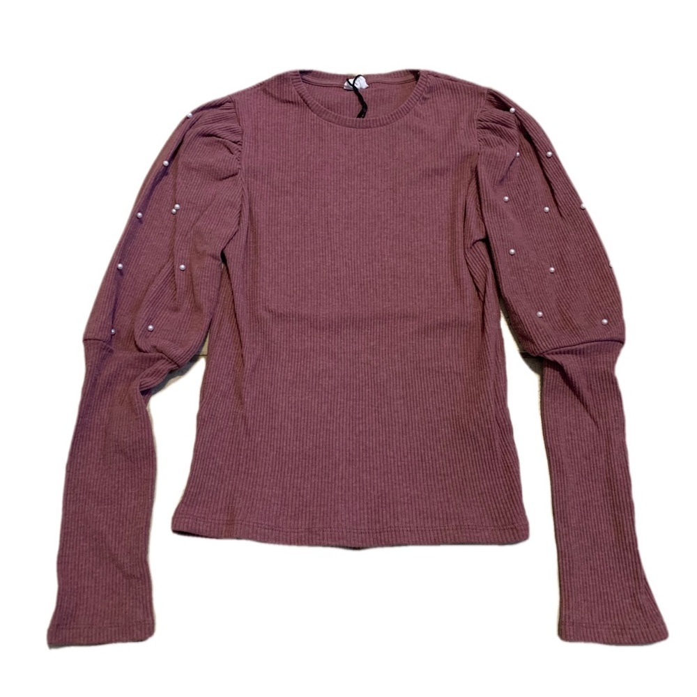 Zara Dusty Rose Blouse with Pearl Details